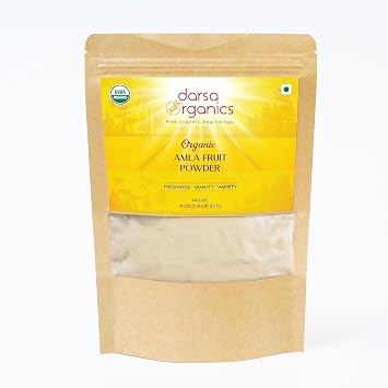 Darsa Organics Amla Powder from India 8oz - Indian Gooseberry Plant Powder Rich in Vitamin C & Antioxidants, Perfect for Herbal Tea, Supports Hair Growth, Skin Health & Immunity, Smoothies & Masks