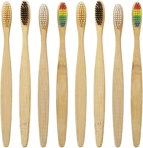 DOITOOL Cepillos de dientes degradables ecológicos de fibra de bambú, 20 unidades, para uso al aire libre de viajes, extremo circular disponible en Yaxa Venezuela