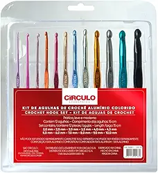 Kit com 12 Agulhas De Crochê Alumínio Colorido Premium - Círculo