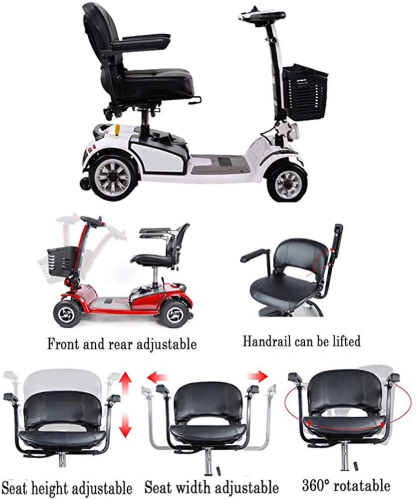 Silla de Ruedas Ligera, Ruedas Dgpoad Ligeras Scooter eléctrico para Adultos Scooter de Movilidad Eléctrica Scooter de Viaje para Personas Mayores de Servicio Pesado, Plegable, pasamanos que se Pued