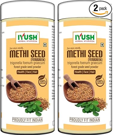 IYUSH Herbal Ayurveda Organic Methi Powder for Hair Growth | Methi Powder for Eating | Fenugreek Powder for Face | Fenugreek Powder for Hair | (pack of 2, 100gm each)