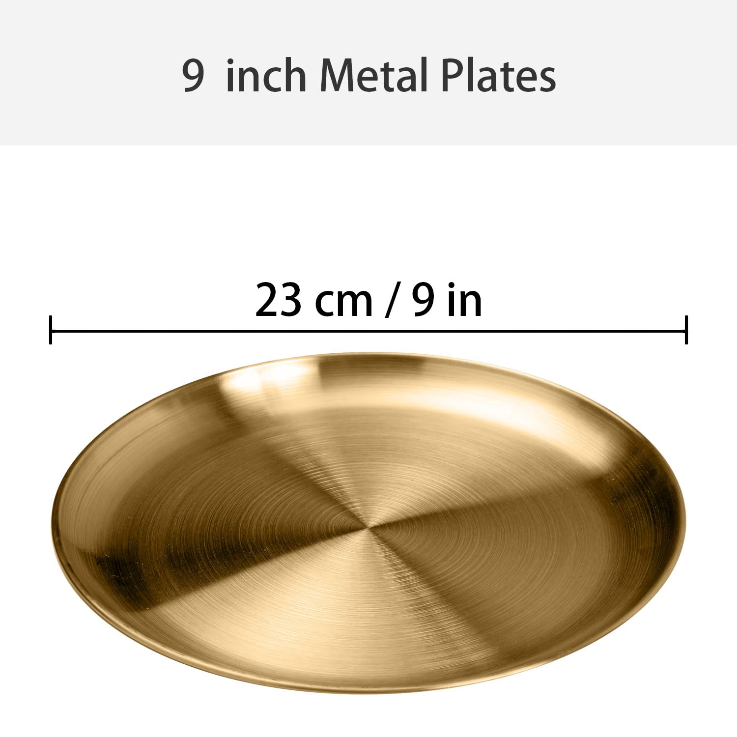 LOYORTY 10 Piatti Rotondi In Acciaio Inox 304 Da 20 Cm, Piatti Piani Metallici Per Insalata, Dessert, Campeggio E Home Restaurant - 2