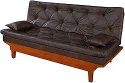 Sofa Cama Caribe em Courino Couro Sintetico Essencial Estofados (Marrom)