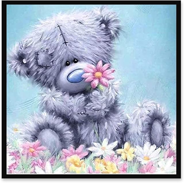 DIY 5D Diamond Painting Kit,Little Bear Diamond Painting Kits Full Drill Cute Bear Embroidery Cross Stitch Arts Craft 30x30cm