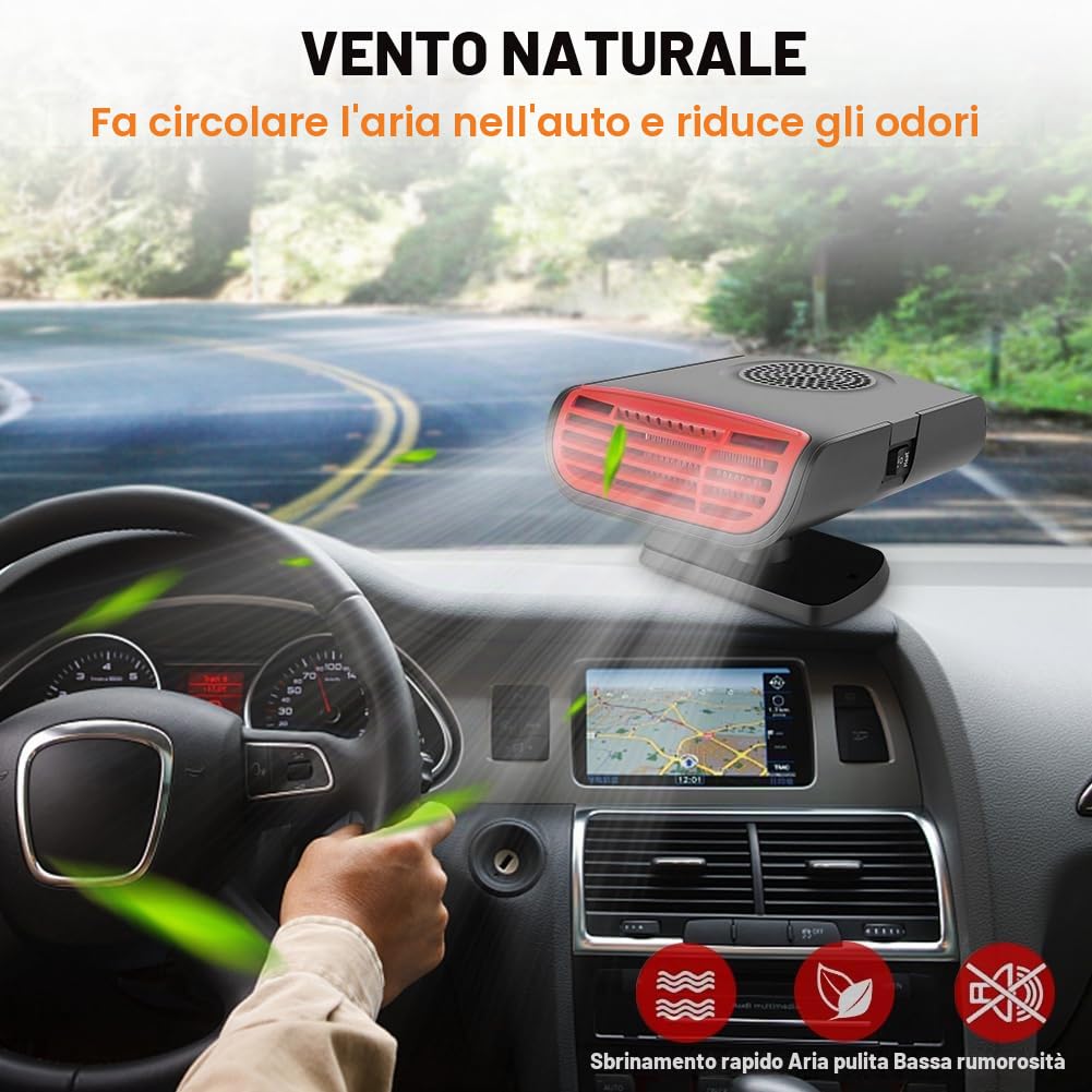 Riscaldamento per auto 12V – Kit di sbrinamento invernale per auto 150W Riscaldatore portatile per auto che si collega all'accendisigari, riscaldamento e raffreddamento rapido 2 in 1 per auto piccole
