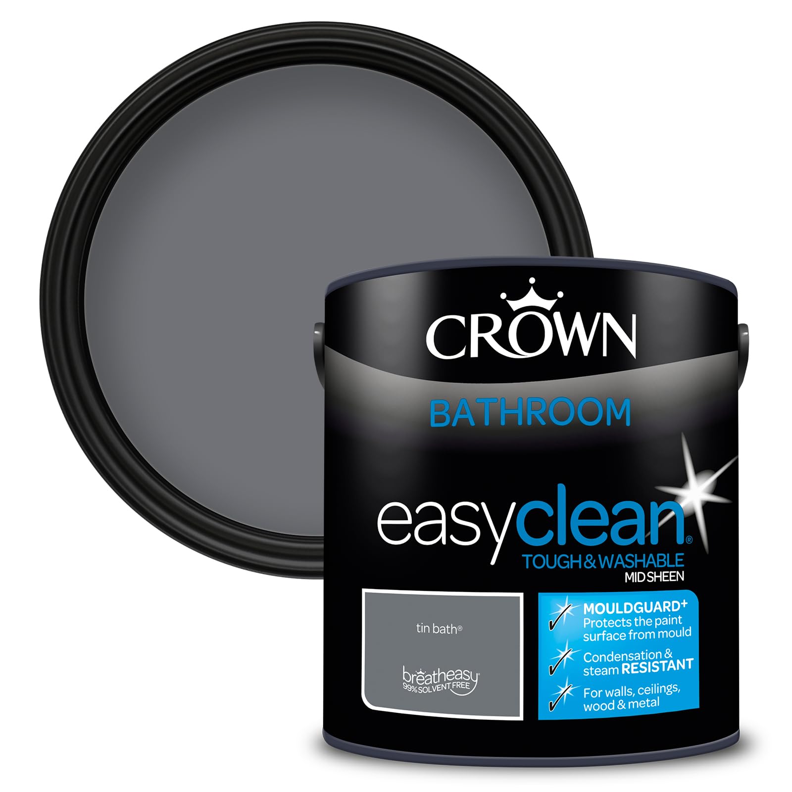 Crown Easyclean Bathroom Paint - Tin Bath - Anti-Mould, Steam & Condensation Resistant