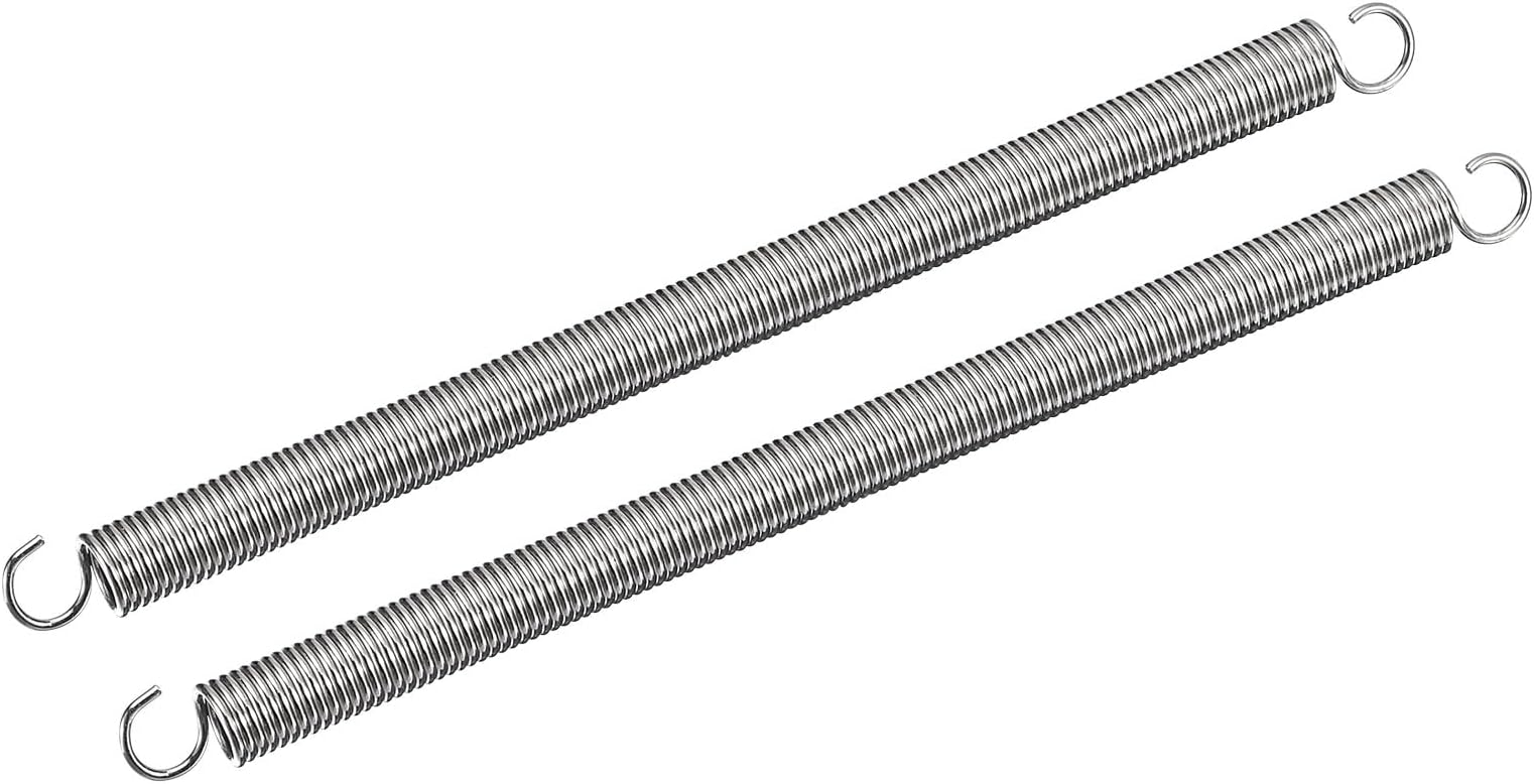 uxcell 2Pcs Extended Spring 3/8 inch x 6-1/2 inch, 0.047 inch Spring Steel Dual Hook Tension Springs for Machinery Construction Industrial