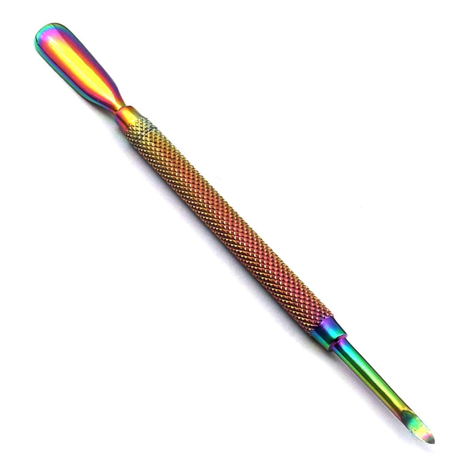 Laja Imports 1Pc Dual-Ended 'Cuticle Pusher Remover Rainbow Stainless Steel Manicure Nail Art Tool #4 for Educational Use
