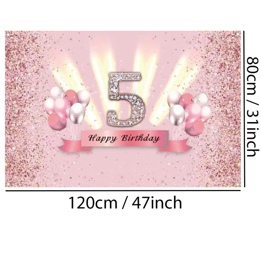 Rose Gold Glitter Happy Birthday Banner - Reusable Party Sign For Wall & Backdrop Decor