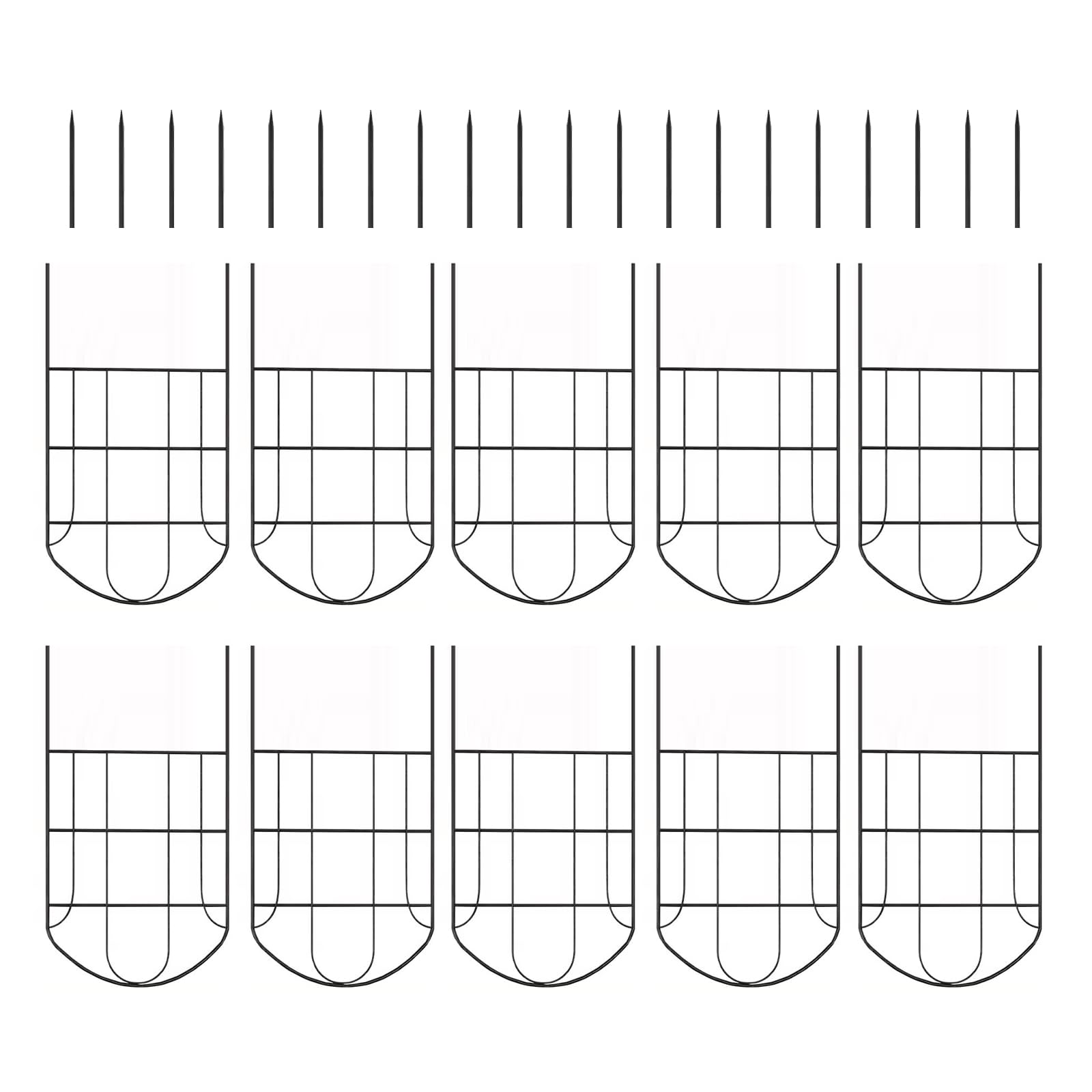 Ekoama 10Pcs Arched Metal Garden Fence Panels 13x24Inch Flower Bed Edging Animal Barrier Fence for Yard Patios Decoration