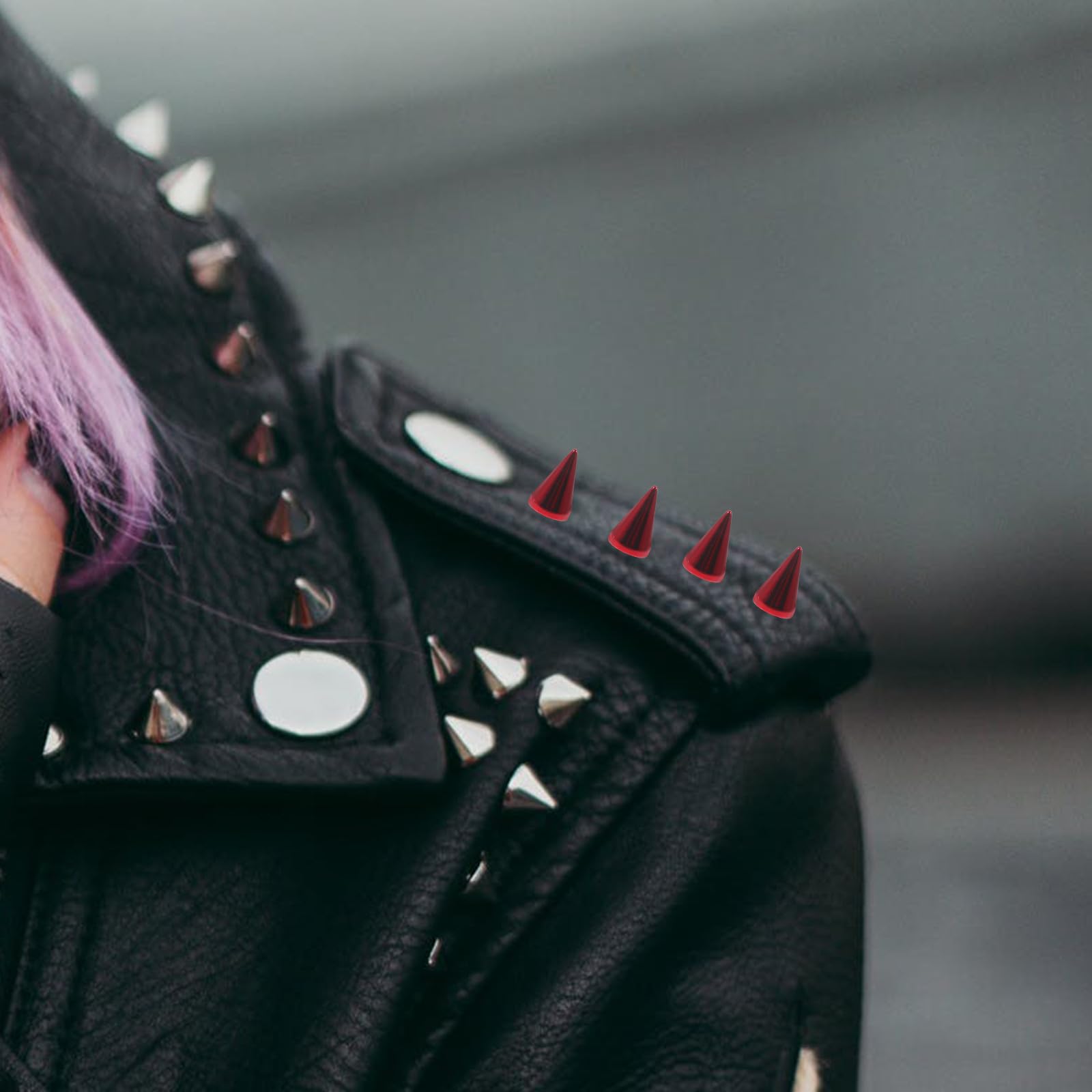 Mipcase Satz Metall Bastelnieten Punk Spikes für Kleidung Taschen Schuhe 6 Stück Baumförmige Spitzen Metall Bunt Rot Selbstgemacht Lederhandwerkszubehör