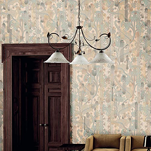 Lampadario 3 Luci Ferro Battuto Marrone e Oro