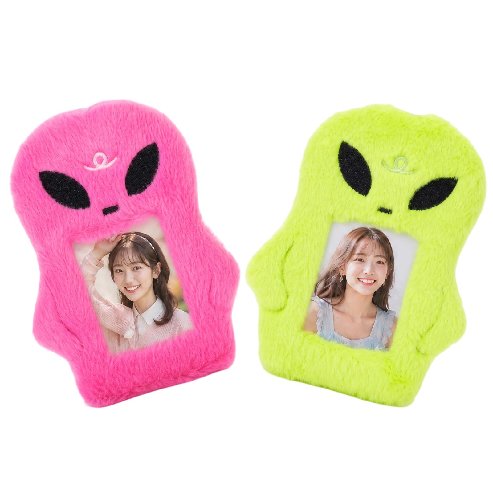 LuneClat 2Pcs Funny Alien Plush Photocard Holders for Kpop Cards