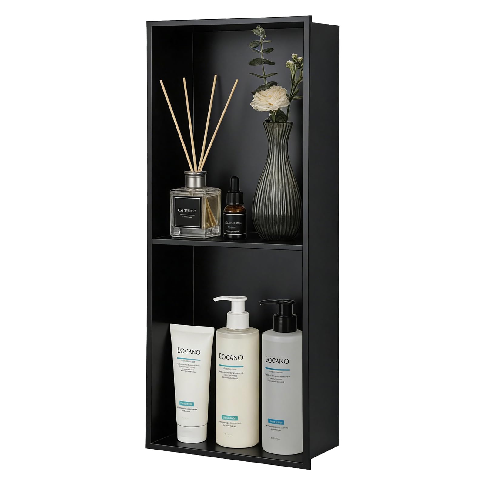 XLSBZ Stainless Steel Shower Niche, 70x26x10cm Recessed Wall Niche No Tile Needed Double Layer Wall Storage Shelf Organizer for Bathroom Kitchen Living Room