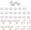10Pcs LED Strip Light Connectors 4-Pin with 20 Pcs Connector Clips, 10mm RGB LED Strip Connector Block Solderless Gapless Adapter 5PCS T Shape+5PCS L Shape for SMD 5050 3528 RGB LED Strips(10MM, L+T) [Energy Class A]