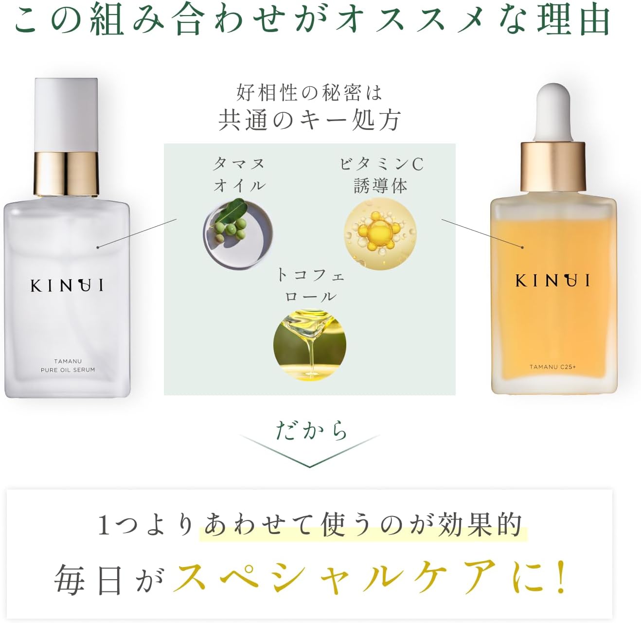 KINUI 贅沢ケアセット 導入美容液 タマヌピュアオイルセラム
