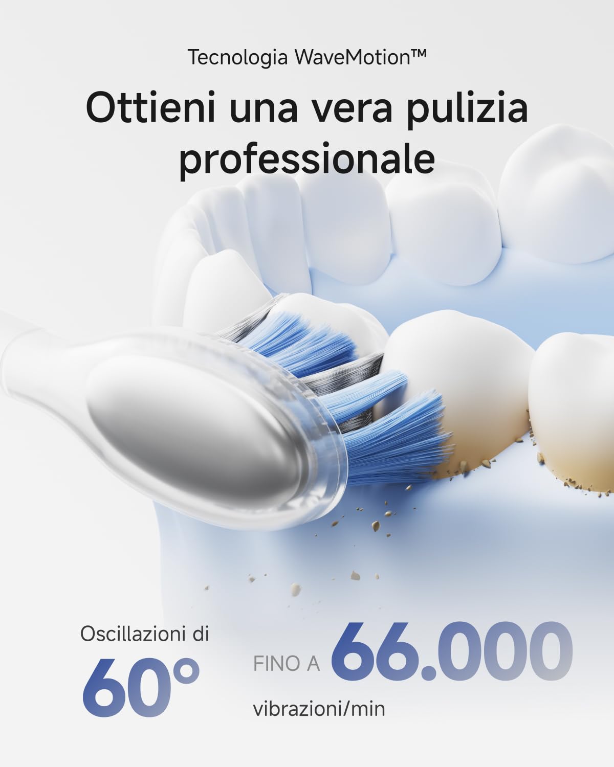 Laifen Wave Pro Spazzolino Elettrico Sonico per Adulti – Spazzolino Sonico con Oscillazioni a 60°, App Intelligente, Batteria da 70 Giorni, 2 Testine, Impermeabile IPX8 (ABS Bianco)