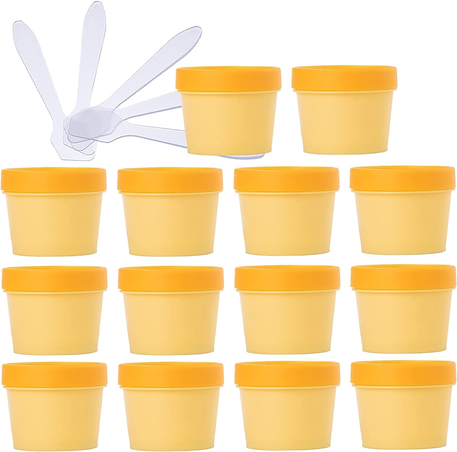 Kosmetiktöpfe, 20 PC-Vorratsdosen aus Kunststoff mit Inneneinsatz zur Aufbewahrung von Körper-, Hand- und Gesichtscreme, Lotion, Gel, 5 x Spatel(Yellow,200ml)