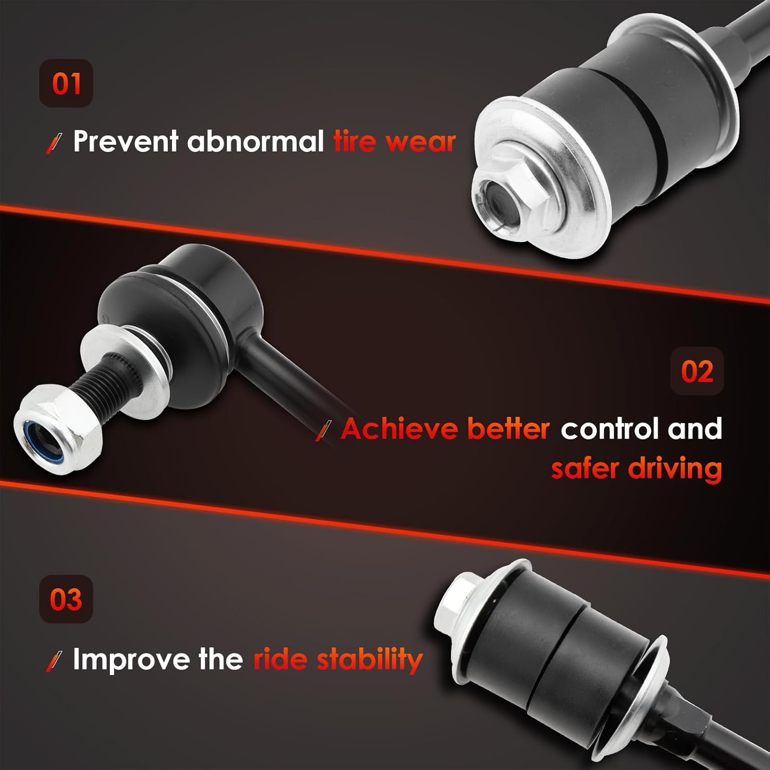 Front Sway Bar Stabilizer Links 2 Pcs Left & Right, Compatible With 2000-2006 Toyota Tundra, 2001-2007 Toyota Sequoia, Replaces#: K90680, 4882034010. Reduce The Noise