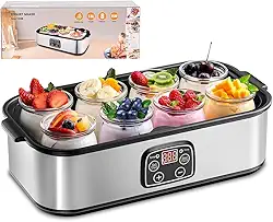 110V~127V, Iogurteira Elétrica, Iogurteira, 8 Copos Dispensadores, Capacidade Grande de 1400 ml, para Fazer Iogurte Caseiro, Cinza