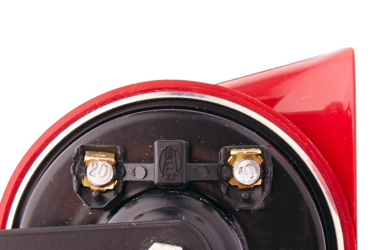 HELLA Tromba,STYLE HORN TE24,12V,110dB(A),Gamma frequenze,500Hz,Tono alto,elettrico,Colore alloggiamento/sede,rosso/nero,Attacco piatto ad innesto,Quantità,1,3FG 007 424-011