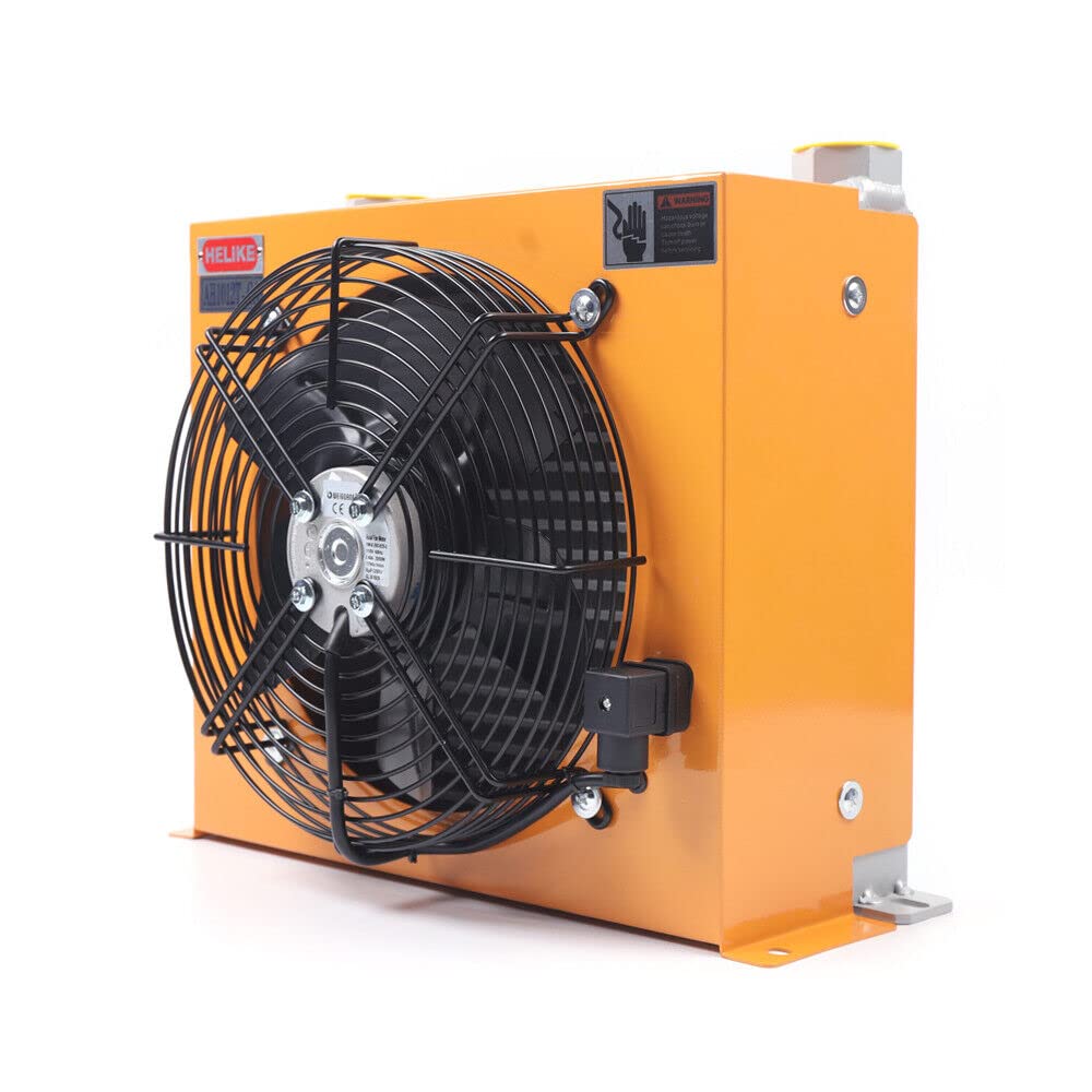 60W Hydraulic Oil Cooler, Air Cooled Plate Heat Exchanger Hydraulic Oil Cooler Aluminum Channel Excavator Hydraulic Oil Radiator Engine Oil Coolers with Fan AH1012T with Precise Welding Fan 100L/min