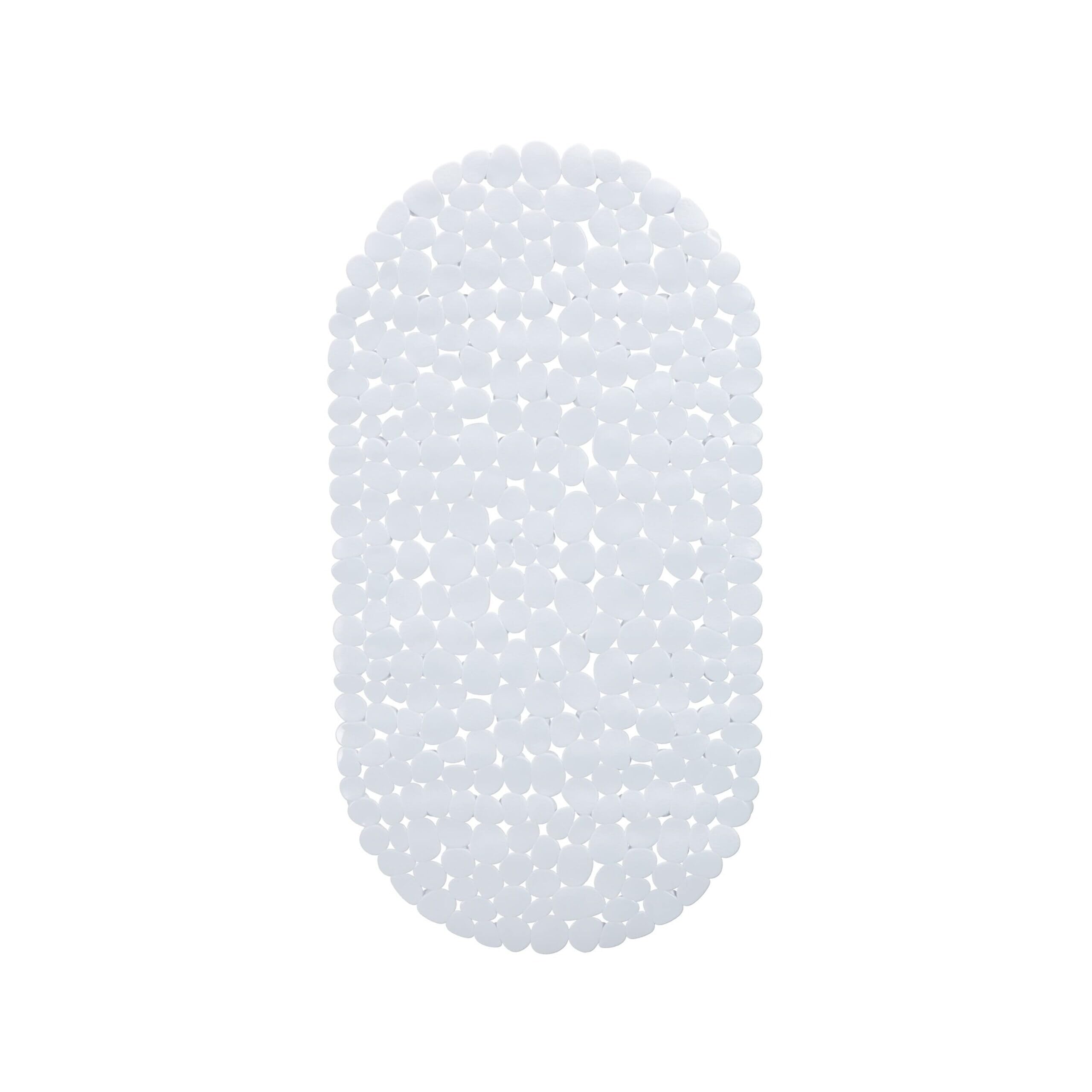 Relaxdays Tappetino Antiscivolo per Vasca da Bagno, Tappeto, con Ventose, Lavabile, Dimensioni LxP: 36 x 68 cm, Bianco