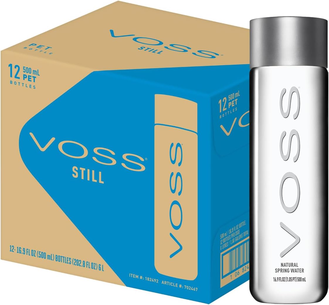 VOSS Premium Still Bottled Natural Water - BPA-Free - High Grade PET - Recyclable Plastic Bottles - Pure Drinking Water with Unique & Iconic Bottle Design - 12 Pack