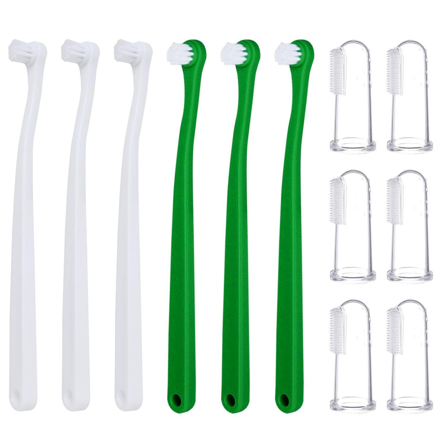 NYGGTYK Piezas Cepillos De Dientes De Mascotas Y 6 Piezas Cepillos De Dientes De Dedo Transparentes, Herramientas De Limpieza De Dientes, Suministros De Cuidado Dental, Accesorios para Mascotas