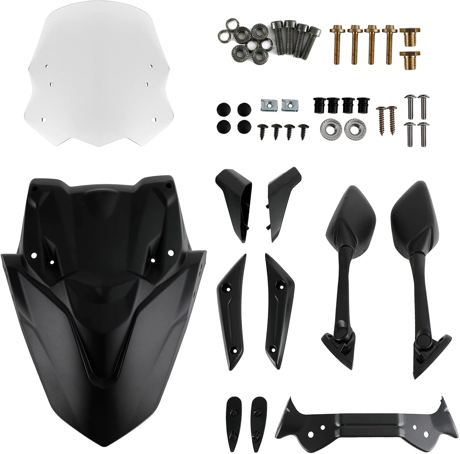 Motorcycle Windshield Aluminum WindScreen with Side Rear View Mirrors fit for Yamaha NMAX155 N-MAX 155 2021-2022