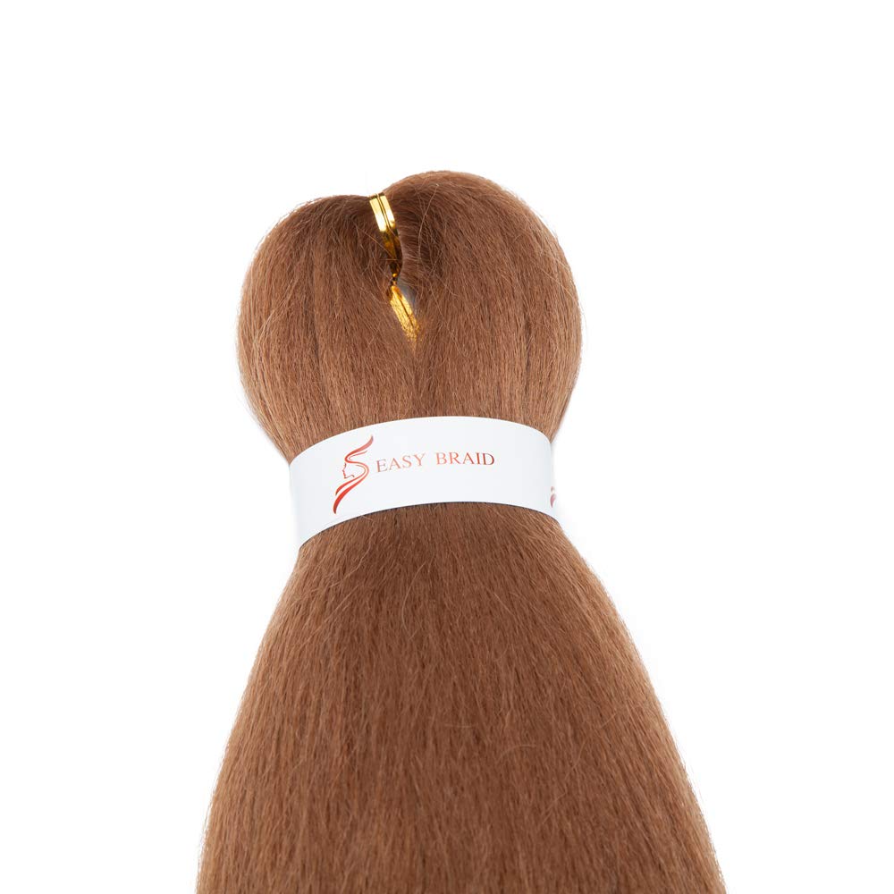 Pre-Stretched Braiding Hair Extensions Hot Water Setting Braiding Hair Easy Braid Crochet Hair Professional Itch Free Synthetic Fiber Soft Yaki Texture Braids hair 26In （5 Bundles,Light Auburn)