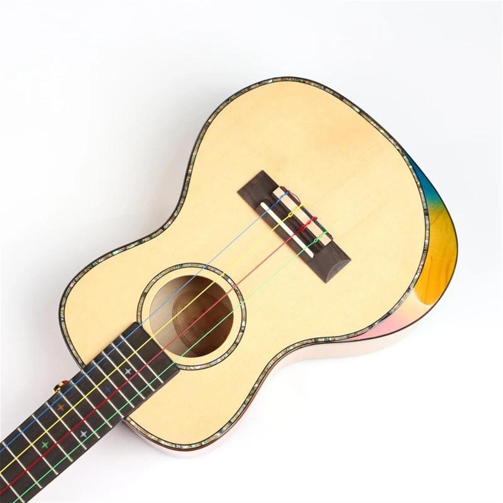 24-Zoll-Akustik-Konzert-Ukulele Mit Massiver Flame-Ahorn-Decke, Flame-Ahorn-Korpus Ukulele für Anfänger (Color : A)