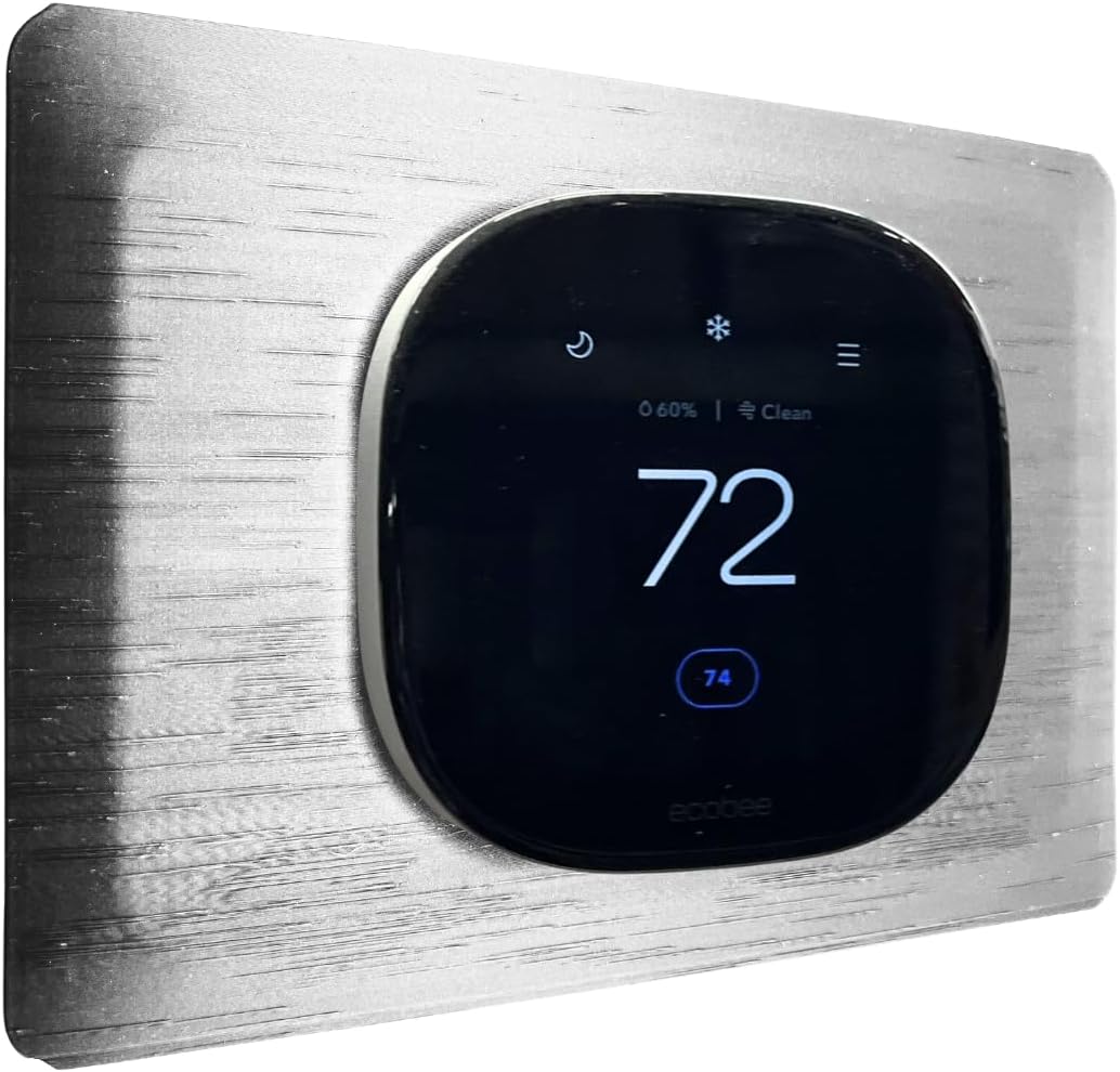 Silver Sheen Rectangle Wall Plate for Ecobee Smart Thermostat Enhanced and Premium Cover Trim Backplate