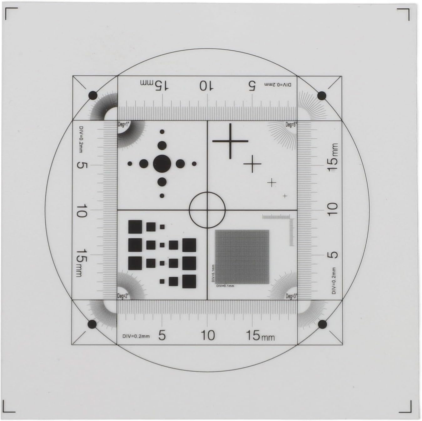Microscope Calibration Target Transparent PET Film Micrometer Scale 45x45mm 0.1mm Thick Crosshair Graticule Measurement Software