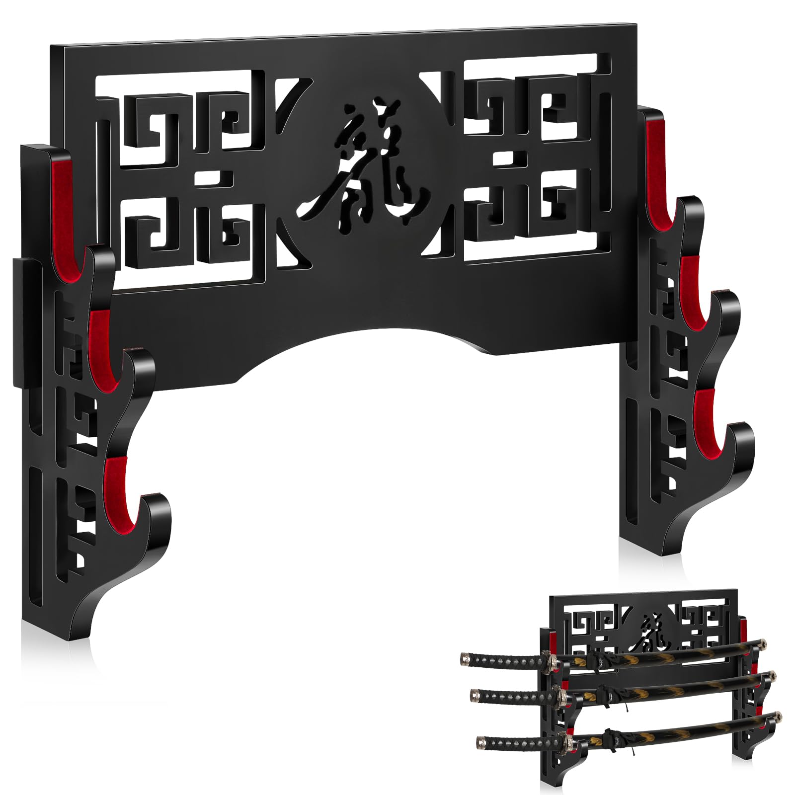 Barydat Katana Holder Sword Stand Wall Mount Samurai Sword Display Katana Rack Hanger Japanese Wakizashi Hobby Collection Christmas Gifts for Men(3 Tier)