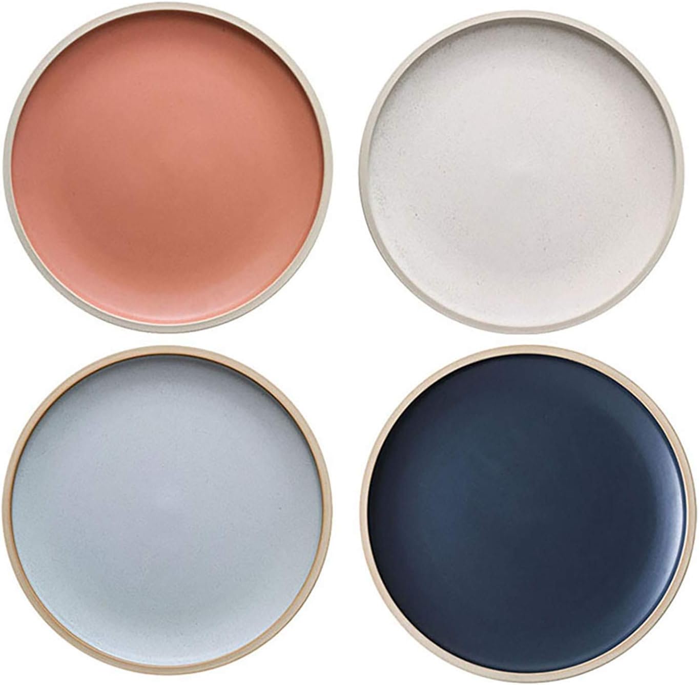 MDZF SWEET HOME 8.3-Inch Porcelain Dinner Plates Set, Pasta Serving Plates Matte Glaze Dessert Dishes - Set of 4