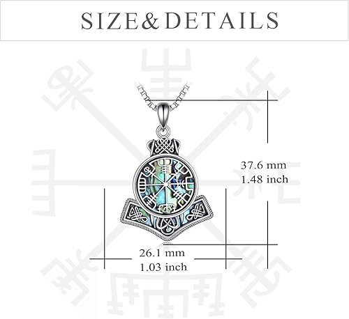 Miniatura 4 de YFN Collar vikingo de plata de ley con colgante de talismán nórdico Vegvisir, joyería vikinga, regalo gótico de bruja para mujeres y hombres