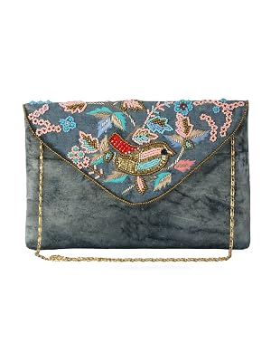 Priyaasi BirdBliss Beaded Velvet Sling Bag