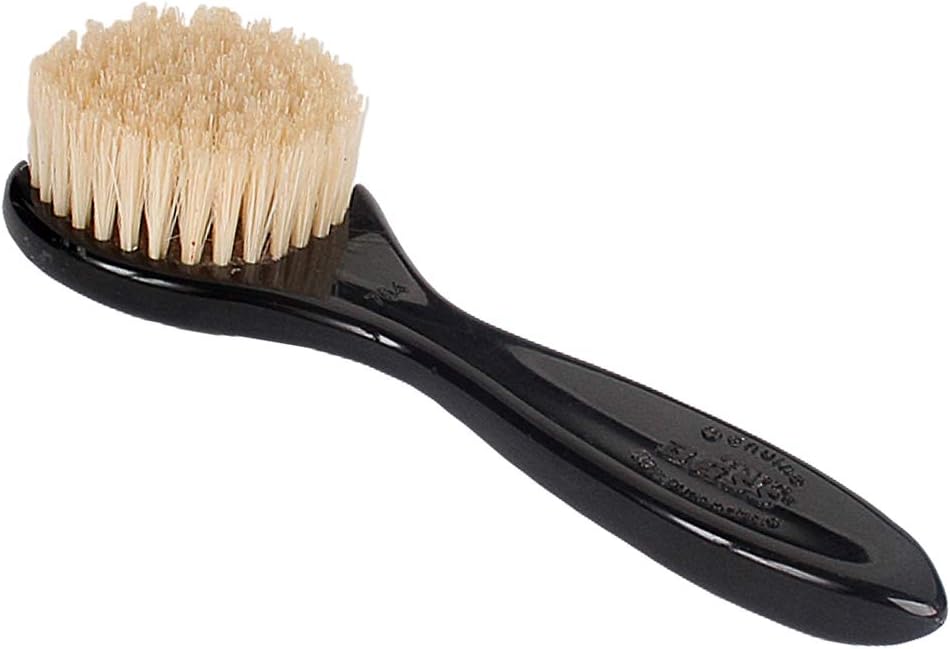 Esthetician Grade Facial Brush | Natural Bristle Firm | High Polish Acrylic Handle | Jet Black Finish | Model 704 - JTB