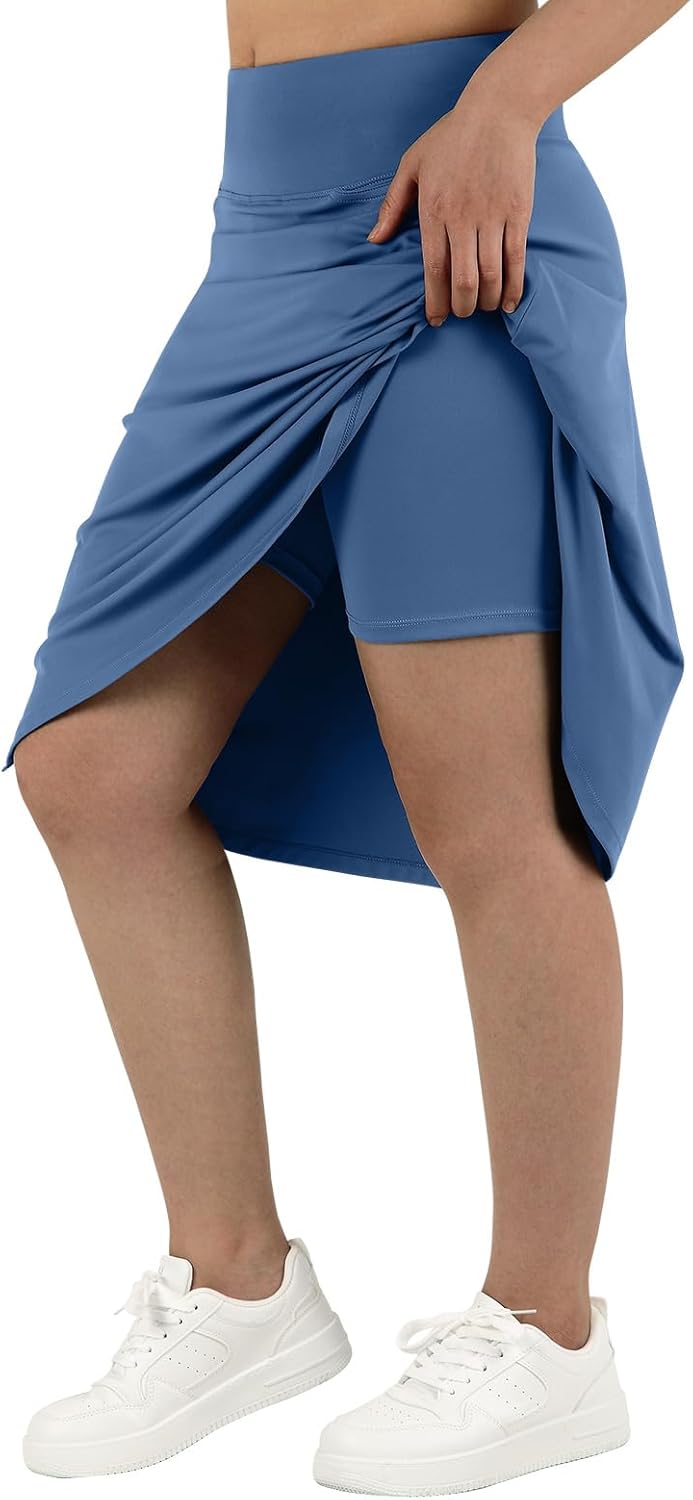 ANIVIVO Women's Skorts Knee Length, Modest Long Skort Athletic Sports Casual Skirt with High Waisted Pockets - Image 4