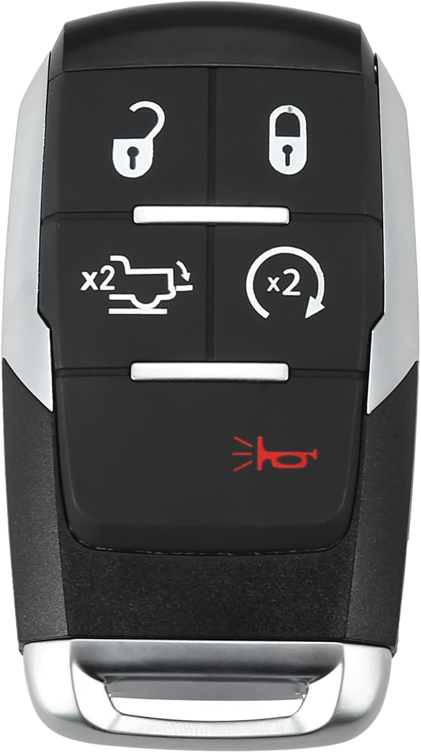 X AUTOHAUX Replacement Keyless Entry Remote Car Key Fob GQ4-76T 433Mhz for Ram 2500 3500 4500 5500 2019 2020 2021 2022 5 Buttons with Door Key