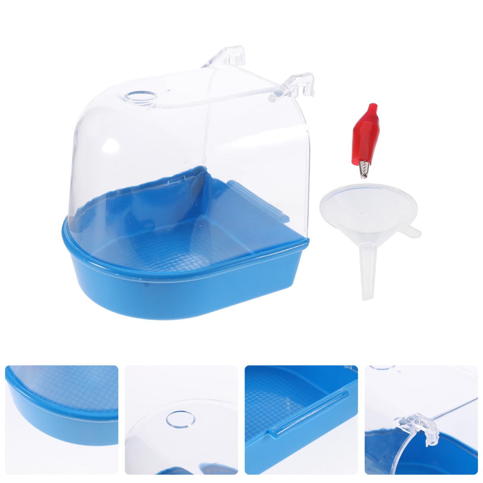 Angoily 3pezzi Vasca da Bagno per Uccelli con Finestra per Riempimento e Design Innovativo per Pappagalli e Uccelli Piccoli Blu Materiale Sicuro e Resistente