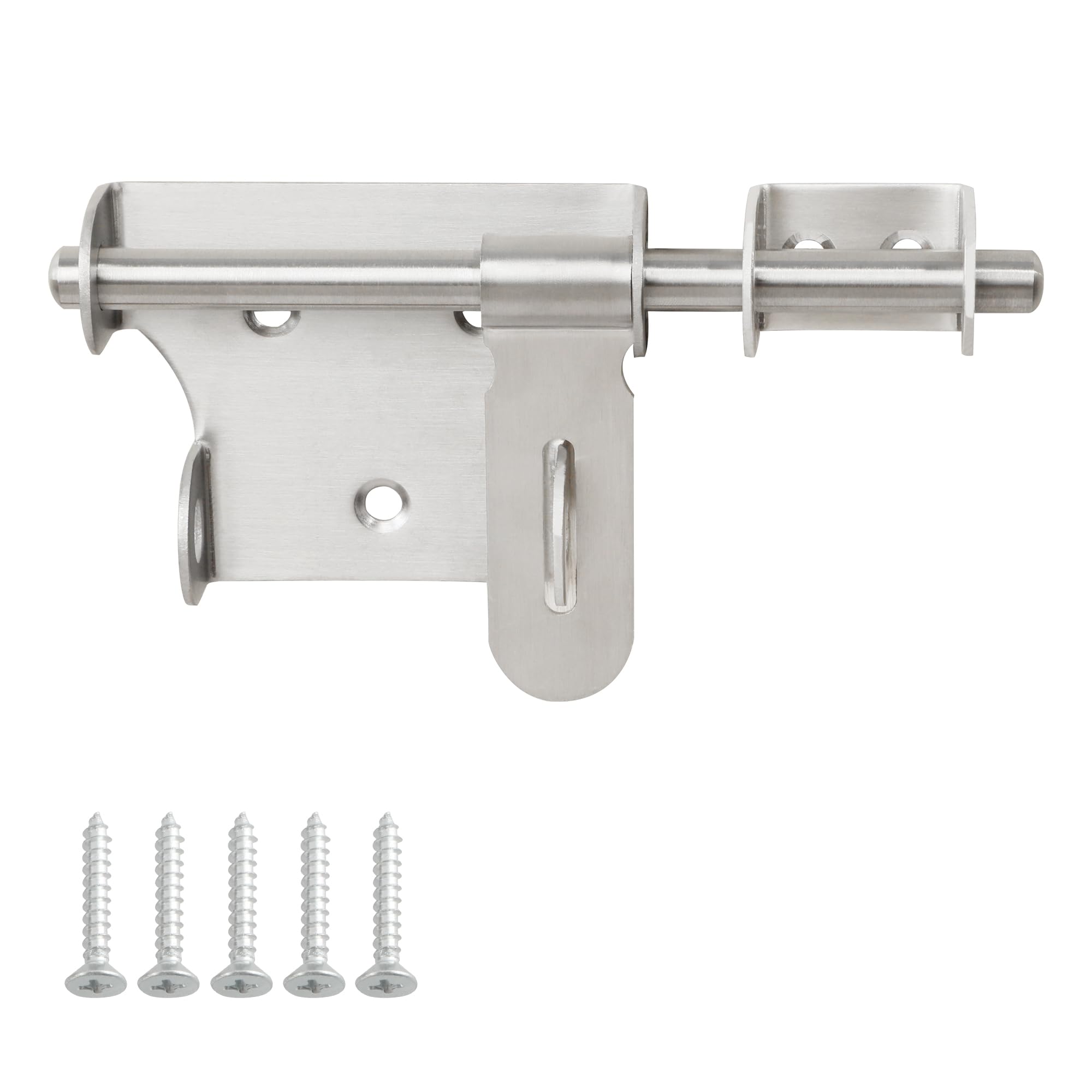 Alise 6 Inch Slide Bolt Gate Latch, Door Lock with Padlock Hole, Heavy Duty Stainless Steel Barrel Bolts Safety Door Lock for Wooden Fence, Outdoor Fence,Shed Door Brushed Finish