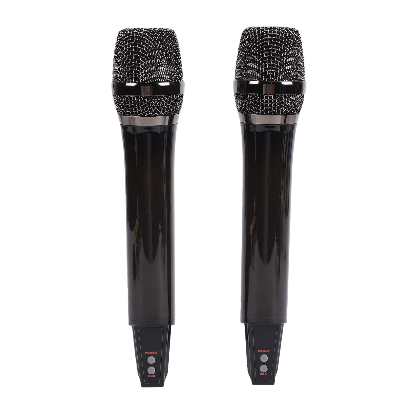 Fafeicy Handheld-Karaoke-Mikrofon, Kabelloses Mikrofon mit RGB-Lichtern für Gesang, Live-Streaming, Bühnenauftritt mit 6,5-mm-Audioschnittstelle, UHF-Übertragung (1-zu-2)