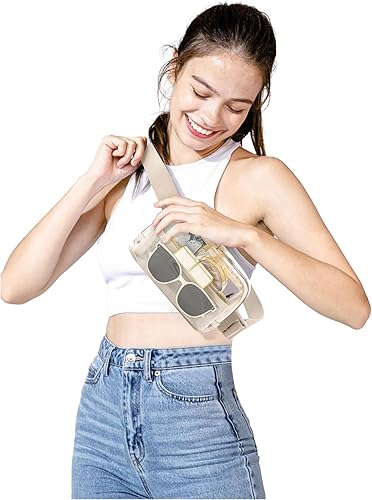 Miniatura 2 de Riñonera transparente aprobada para mujeres y hombres con correa ajustable, resistente al agua, bolsa transparente para viajes, entrenamiento,