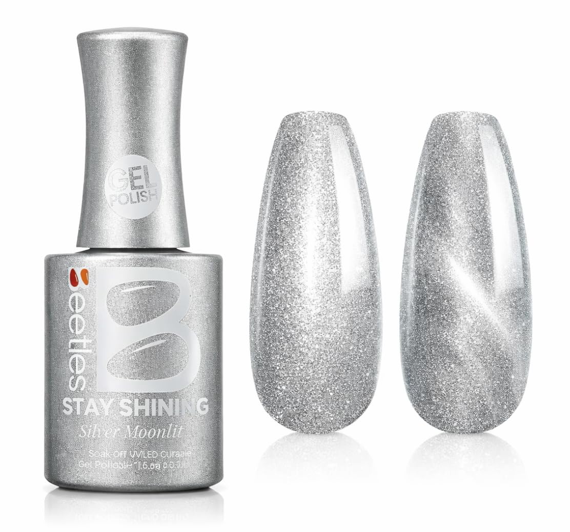 Beetles Pearl Gel Nail Polish - 15ml Silver Moonlight Sparkle Thread Effect | Long-Lasting Soak-Off - main product image