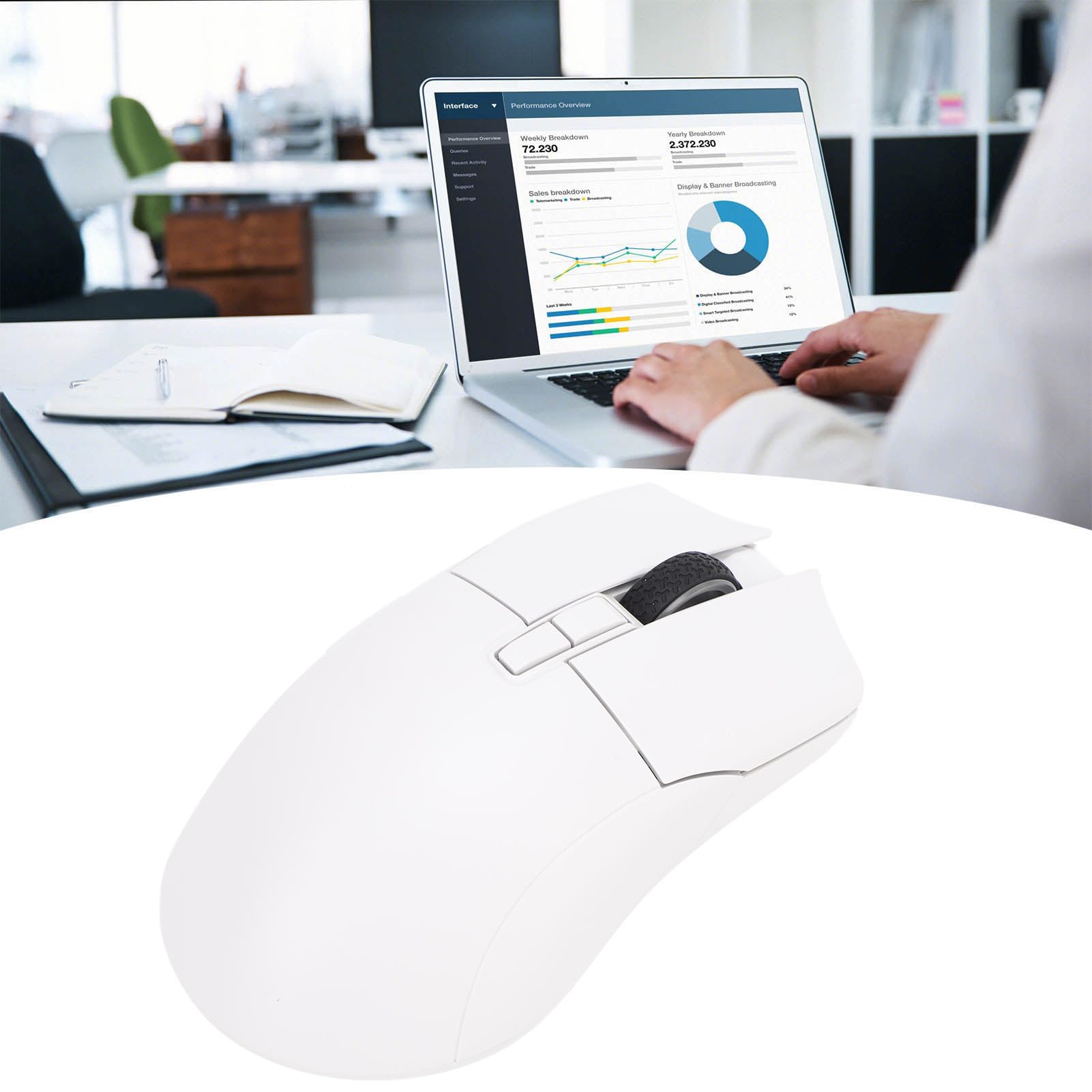 Annadue Mouse Wireless da 2,4 GHz, Mouse da Gioco con Sensore Ottico da 26000 DPI, Durata della Batteria di 50 Ore, Mouse Programmabile per PC Portatile, per 10 11, OS X