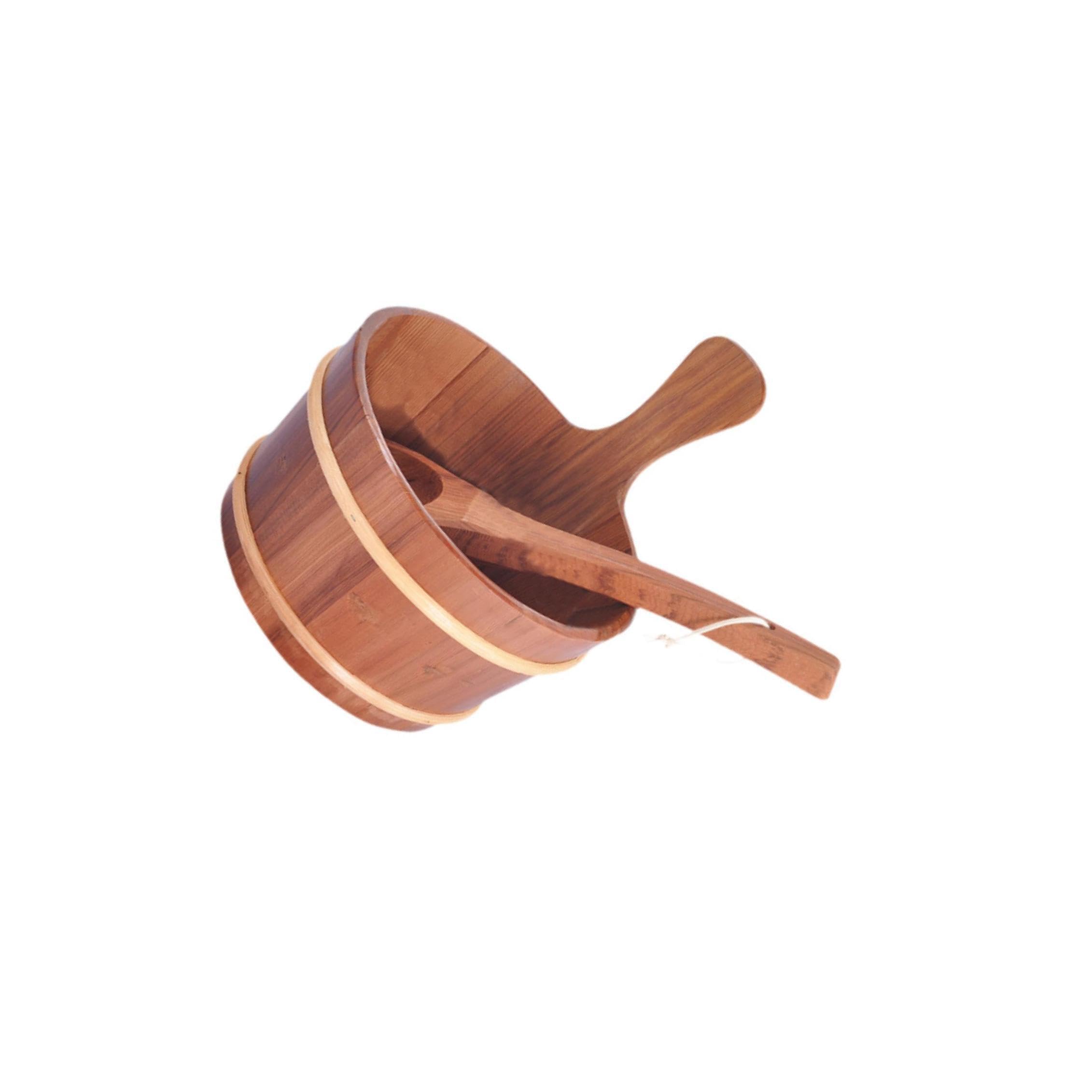 KTUXZCI Premium Wooden Sauna Bucket And Ladle Set Sturdy 4L Accessory For Spas Baths Indoor Flower Pots Or Backyard Decor Storage Container Spa Sauna Bath