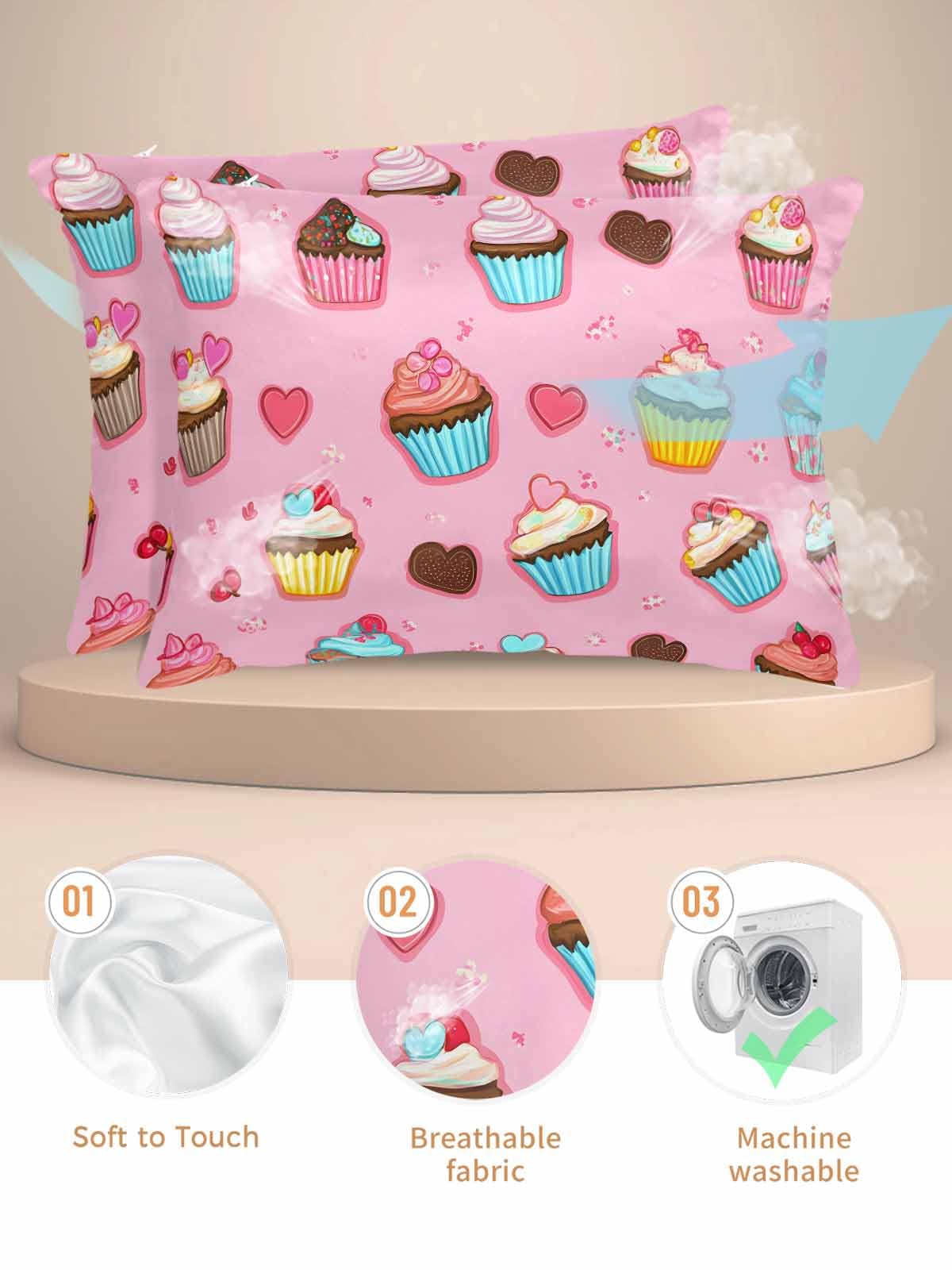 T&H XHome Satin Silk Pillowcase for Hair and Skin, Standard Modern Art Cute Cartoon Super Soft Pillow Cases Silky Bed Pillowcovers Wrinkle Free with Hidden Zipper 20