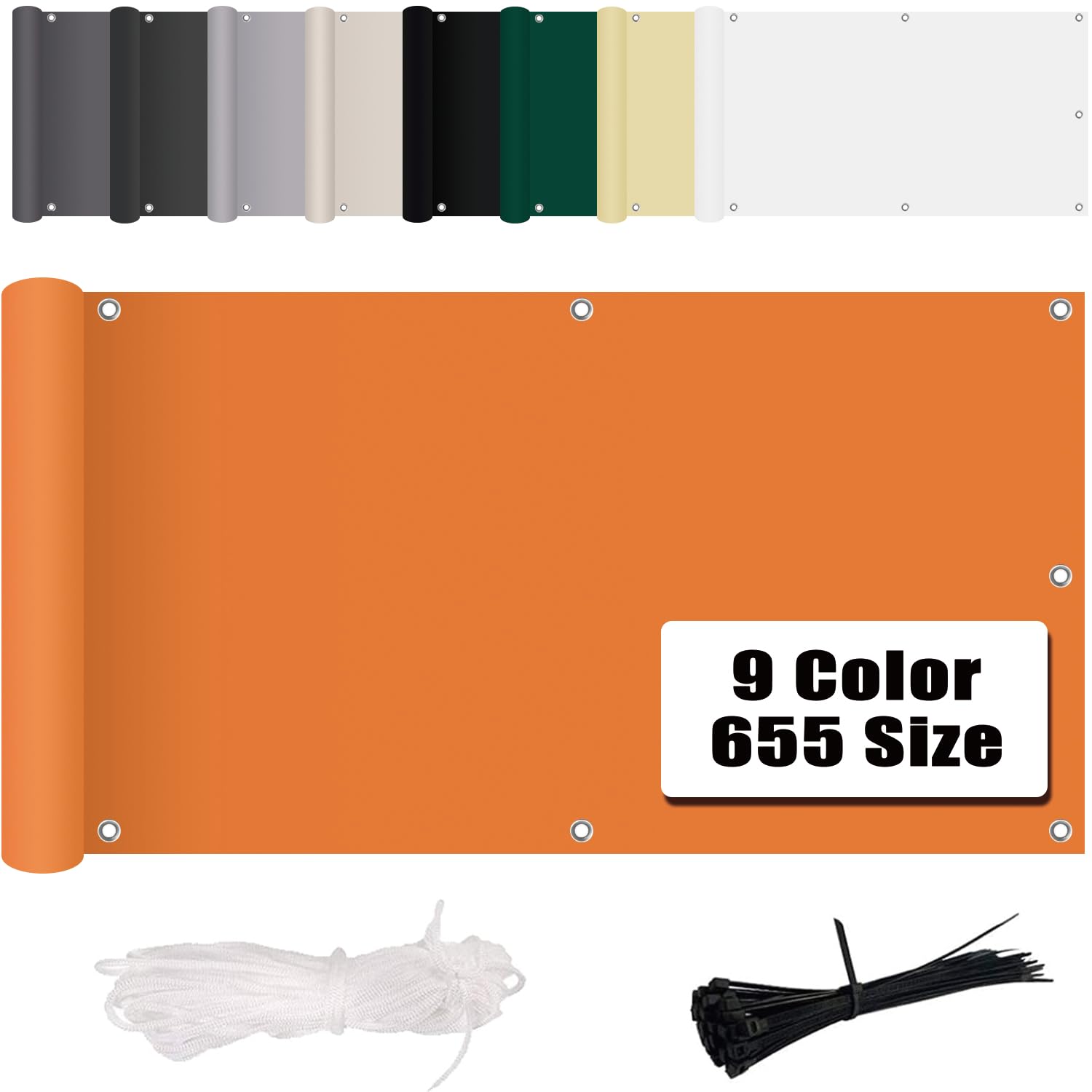 MENGH Pantalla de Privacidad 90x750cm, Toldo Lateral para Balcon, Resistente al Viento, con Ojales, Ideal para Balcón, Jardín, Piscina Naranja
